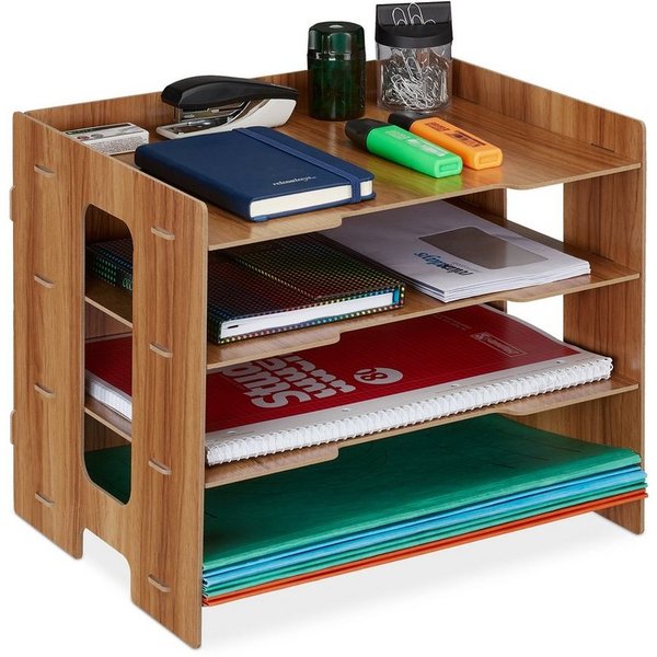 relaxdays Briefablage aus MDF mit 3 Fächern (1-St), dunkelbraun