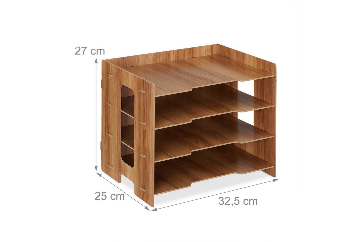 relaxdays Briefablage aus MDF mit 3 Fächern (1-St), dunkelbraun – Bild 4 von 5