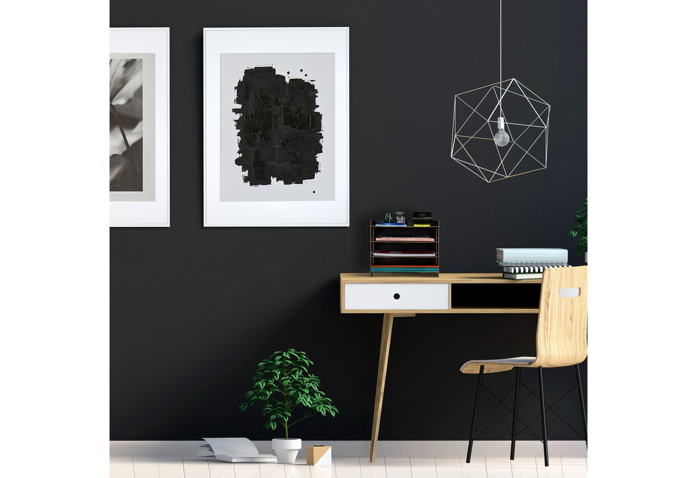relaxdays Briefablage aus MDF mit 3 Fächern (1-St), dunkelbraun – Bild 5 von 5