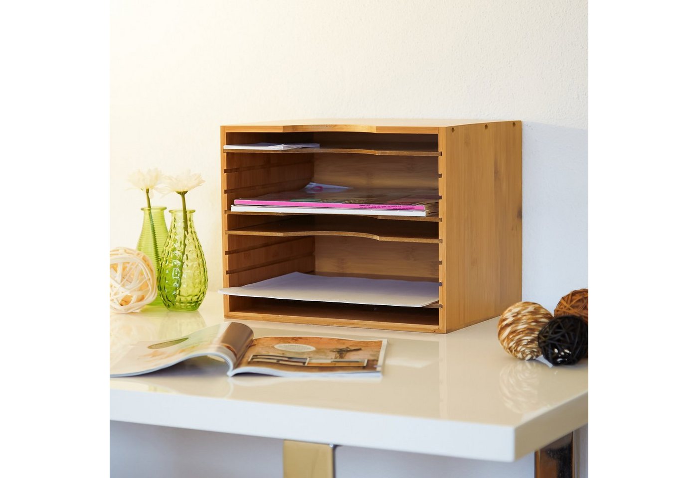 relaxdays Briefablage Bambus (5-St) – Bild 2 von 5
