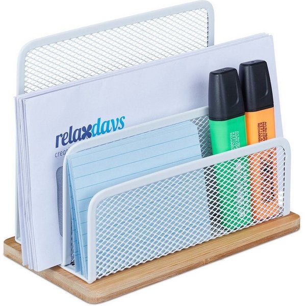 relaxdays Briefablage Briefhalter Metall & Bambus (1-St)