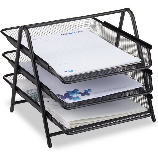 relaxdays Briefablage Dokumentenablage aus Metall (1-St), schwarz