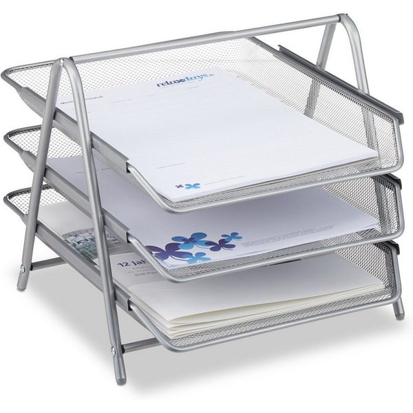relaxdays Briefablage Dokumentenablage aus Metall (1-St), silber