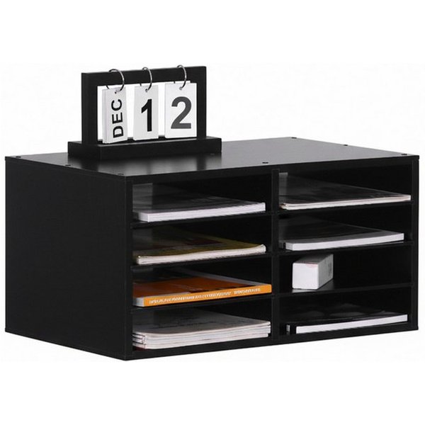 relaxdays Briefablage Dokumentenablage Bambus 8 Fächer (1-St), schwarz