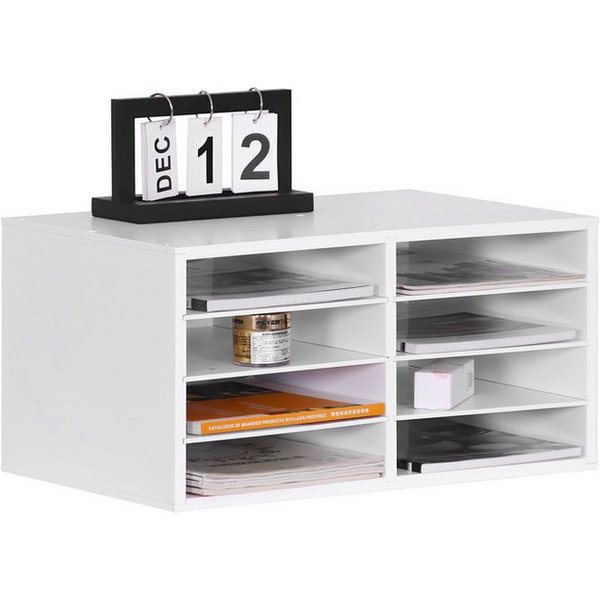 relaxdays Briefablage Dokumentenablage Bambus 8 Fächer (8-St), weiß