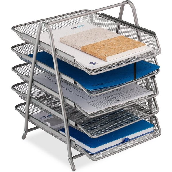 relaxdays Briefablage Dokumentenablage Metall mit 5 Fächern (1-St)