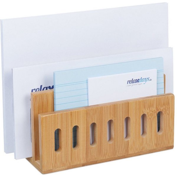 relaxdays Briefablage Dokumentenhalter Bambus (1-St)