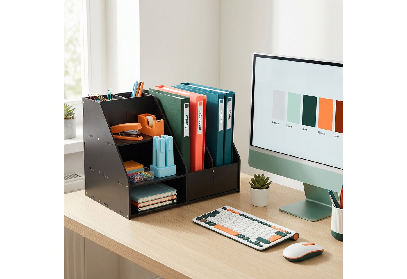 relaxdays Briefablage Schreibtisch Organizer DIN A4 (1-St), schwarz – Bild 3 von 5