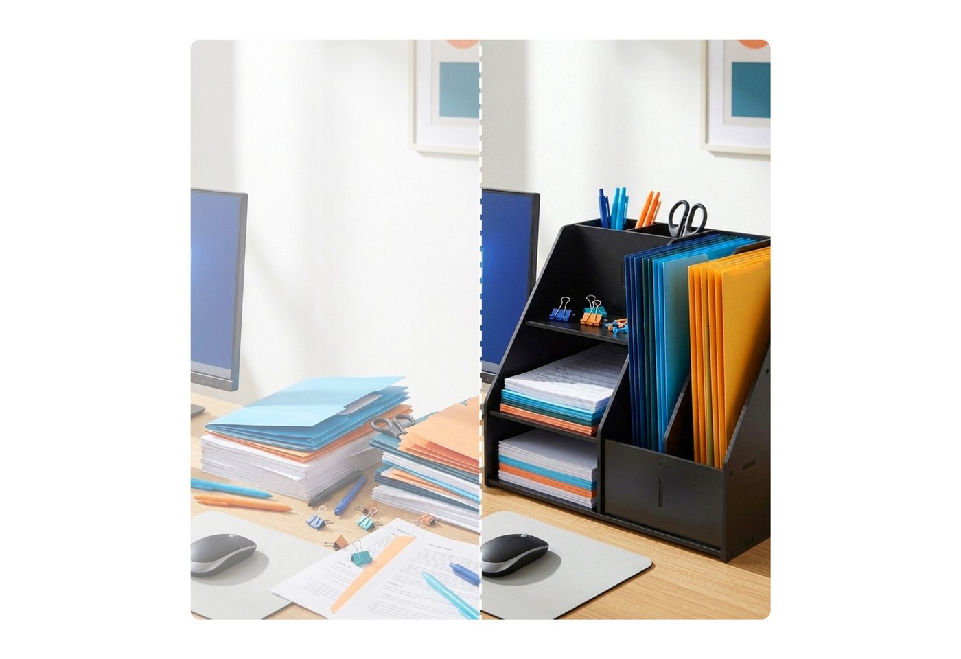 relaxdays Briefablage Schreibtisch Organizer DIN A4 (1-St), schwarz – Bild 5 von 5