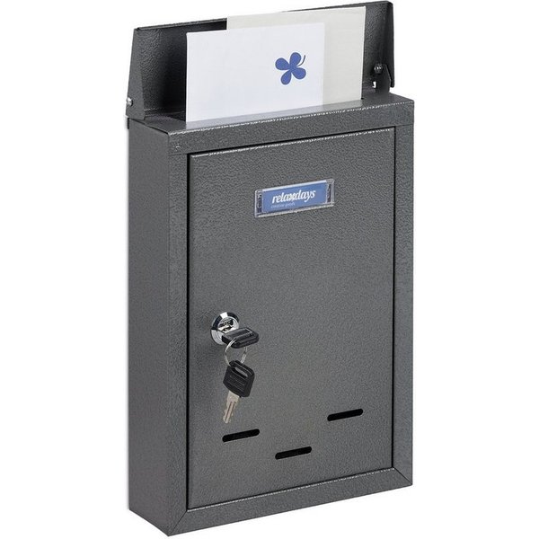 relaxdays Briefkasten mit Namensschild (11-St), grau