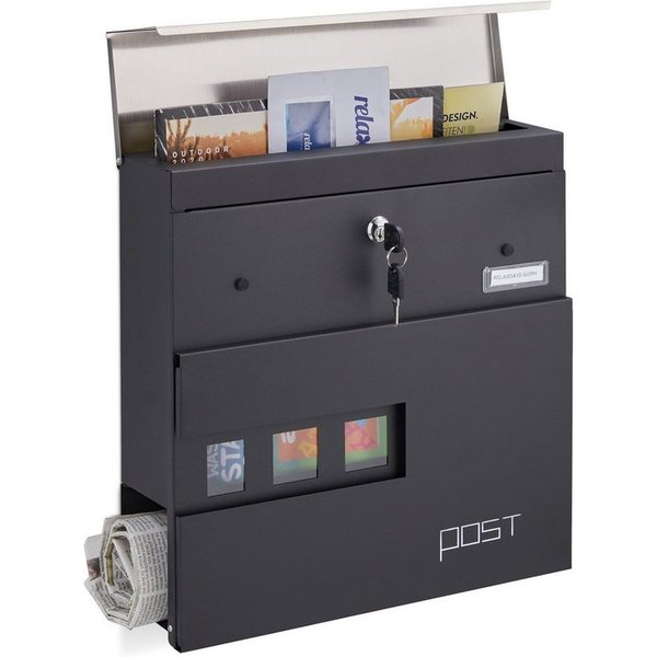 relaxdays Briefkasten mit Zeitungsfach (1-St)