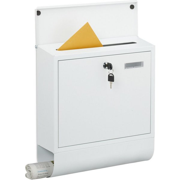 relaxdays Briefkasten mit Zeitungsfach (1-St), weiß
