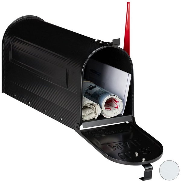 relaxdays Briefkasten US Mailbox Postkasten (9-St), schwarz