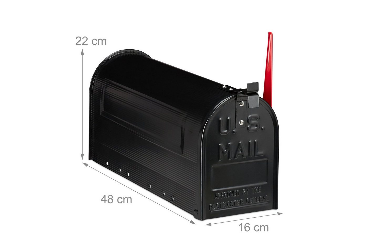 relaxdays Briefkasten US Mailbox Postkasten (9-St), schwarz – Bild 4 von 5