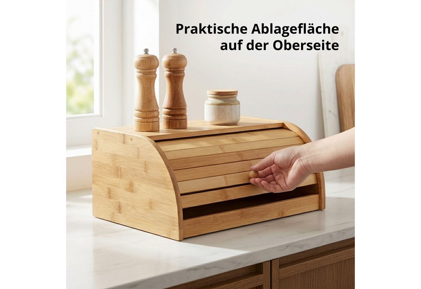 relaxdays Brotkasten Bambus, Bambus, (1-tlg) – Bild 2 von 5