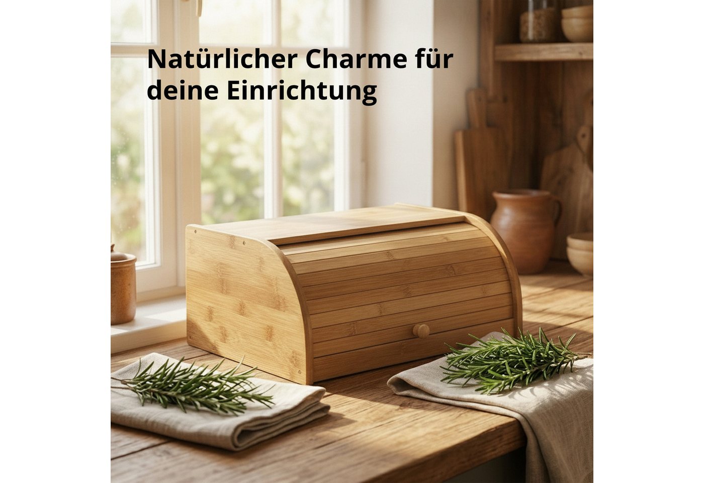 relaxdays Brotkasten Bambus, Bambus, (1-tlg) – Bild 5 von 5