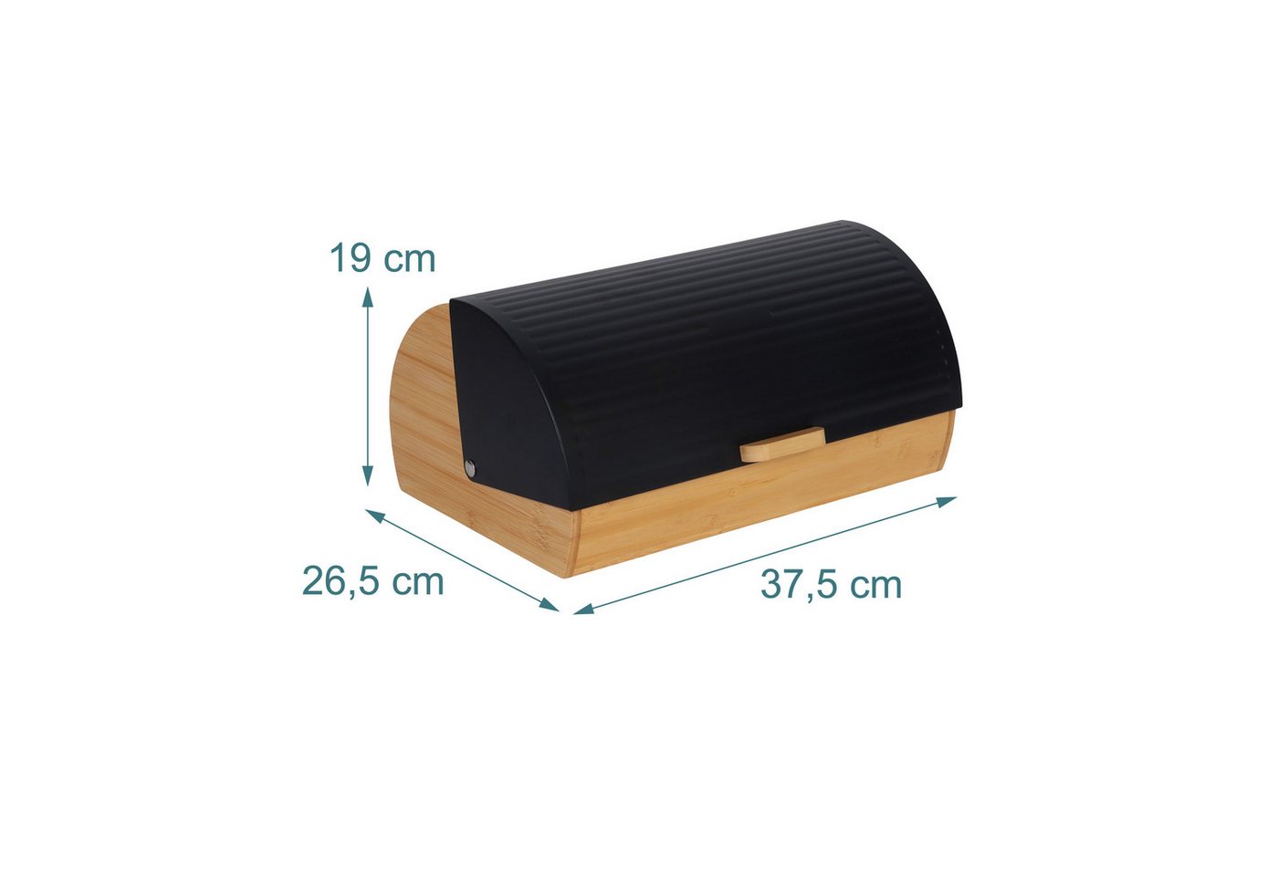relaxdays Brotkasten Bambus mit Klappdeckel, Bambus, (1-tlg), schwarz – Bild 4 von 5
