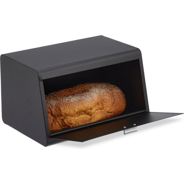 relaxdays Brotkasten Edelstahl, Edelstahl, (1-tlg), schwarz