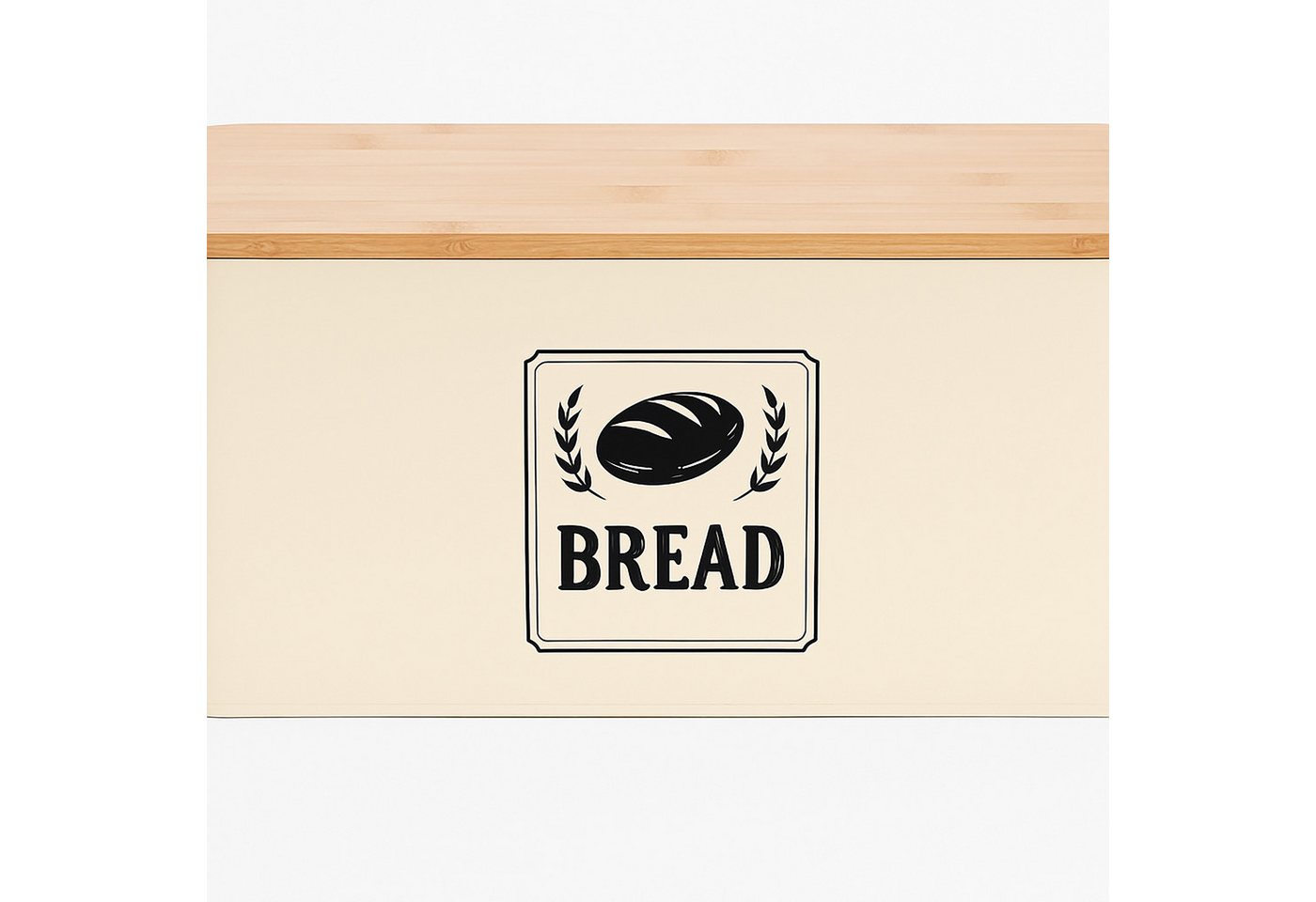 relaxdays Brotkasten mit Bambusdeckel Retro-Design, Eisen, (1-tlg), Beige – Bild 5 von 5