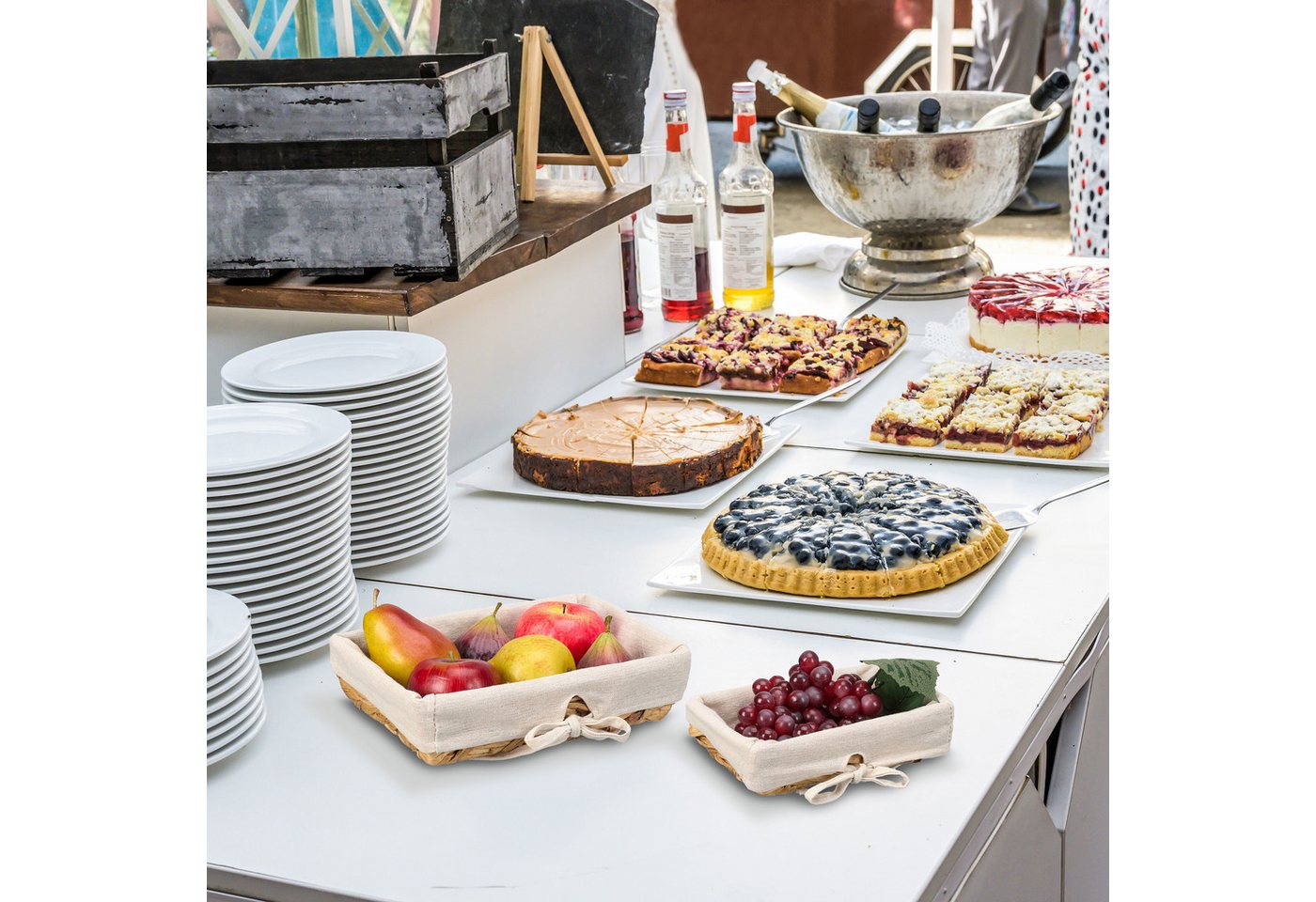 relaxdays Brotkorb 3er Set Brotkorb mit Stoffeinsatz, Pflanzenfaser, (3-tlg) – Bild 5 von 5
