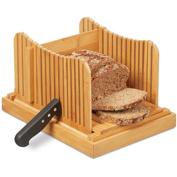 relaxdays Brotschneidebrett Brotschneidehilfe Bambus, Bambus, (1-St)