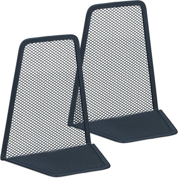 relaxdays Buchstütze Metall Buchstütze im 2er Set (2 St)