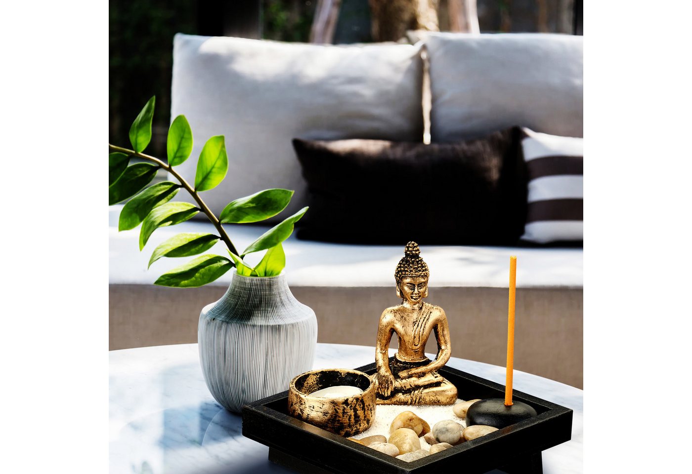 relaxdays Buddhafigur Zen Garten mit Buddha (8 St) – Bild 2 von 5