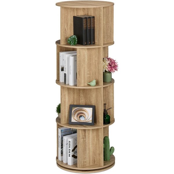 relaxdays Bücherregal Drehbares Bücherregal, 1-tlg., 4