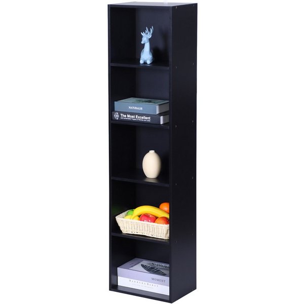relaxdays Bücherregal Würfelform, 1-tlg., schwarz, 5 Fächer