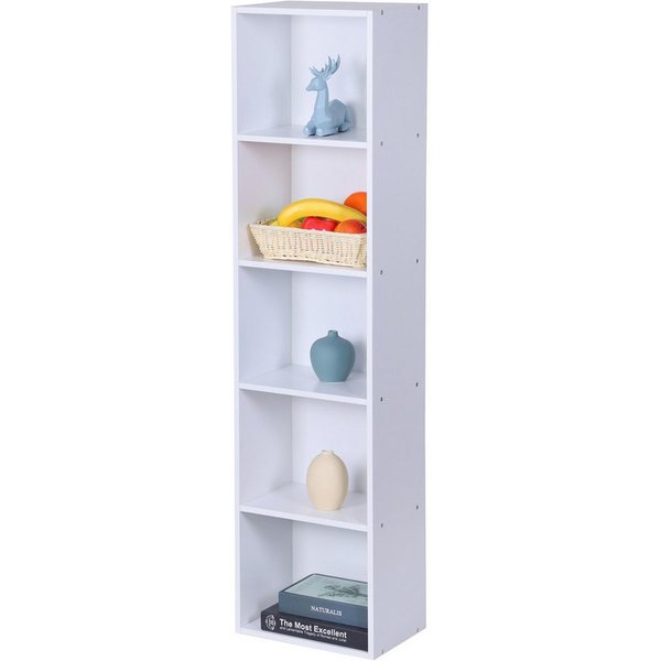 relaxdays Bücherregal Würfelform, 1-tlg., weiß, 5 Fächer