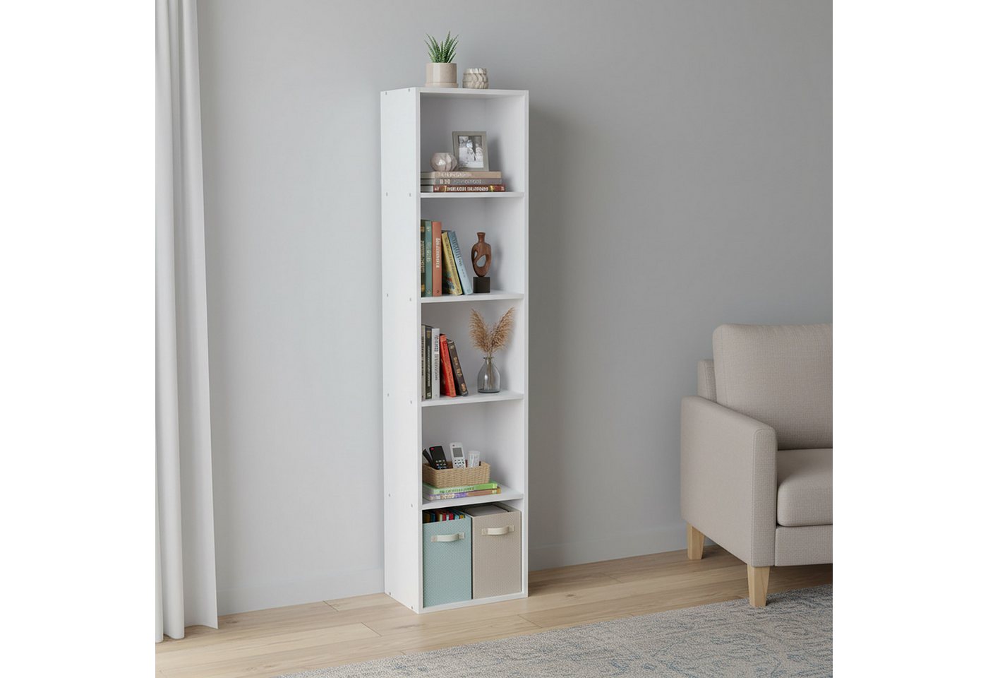 relaxdays Bücherregal Würfelform, 1-tlg., weiß, 5 Fächer – Bild 2 von 5