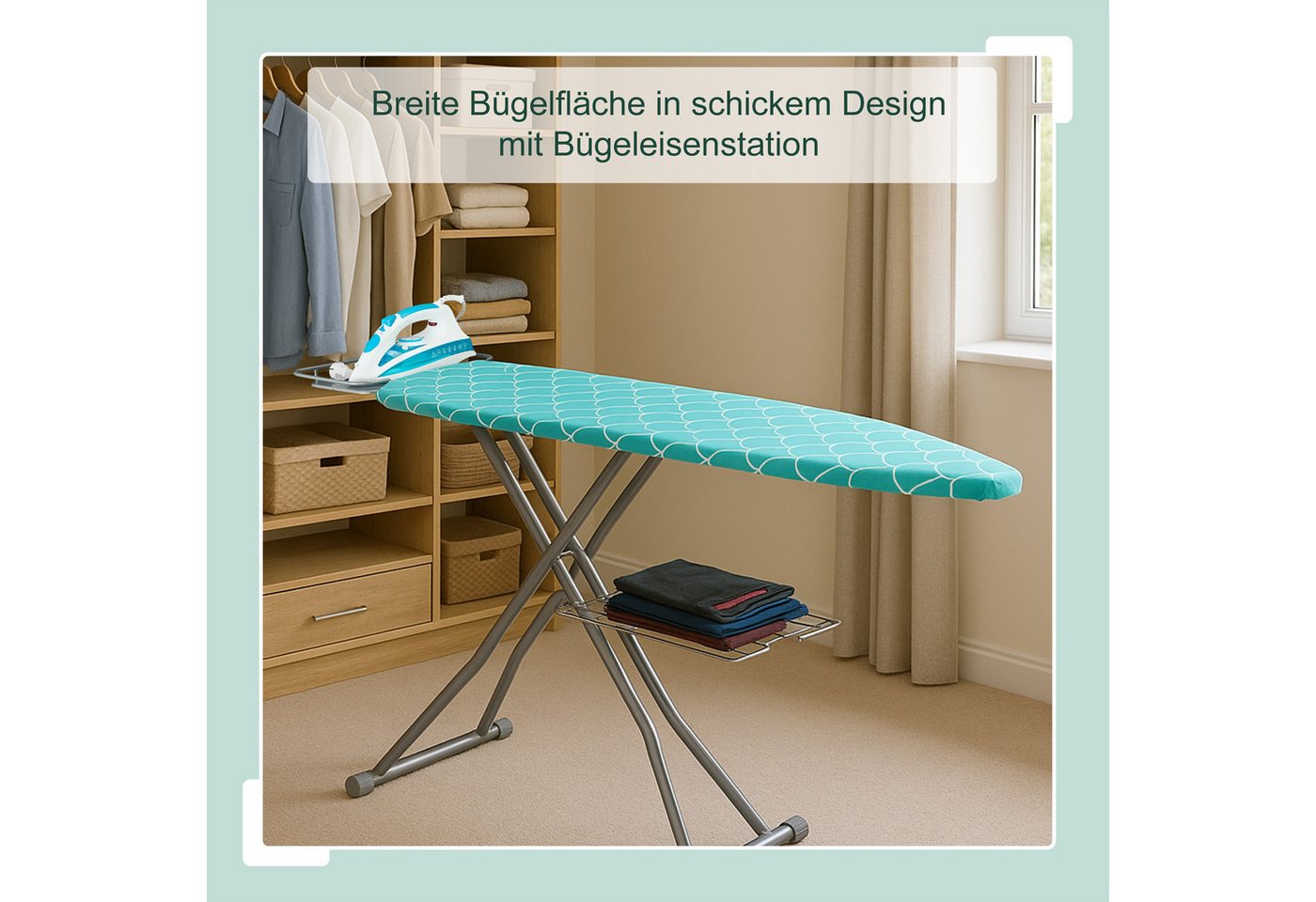 relaxdays Bügelbrett Bügelbrett 122 x 39,5 cm, Bügelfläche 122x39.5 cm – Bild 2 von 5