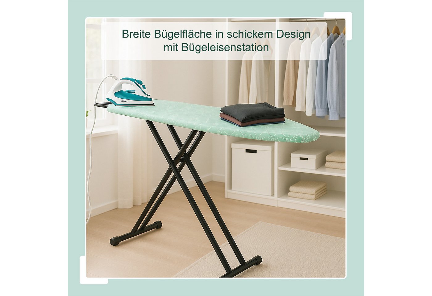 relaxdays Bügelbrett Bügelbrett 123 x 39 cm, Bügelfläche 123x39 cm – Bild 2 von 5