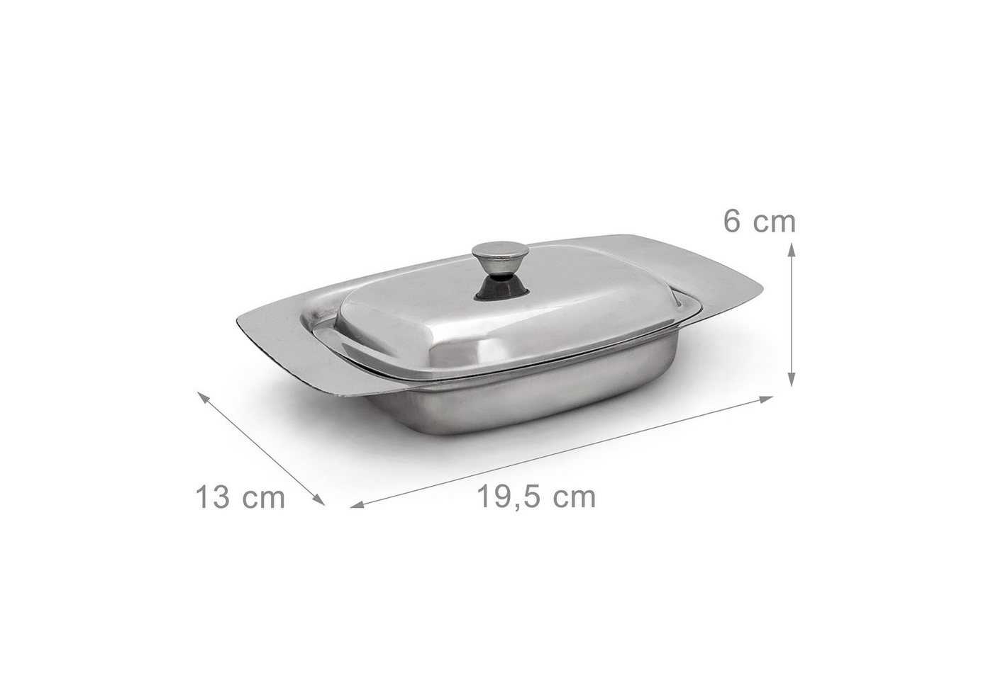 relaxdays Butterdose Edelstahl mit Griff, Edelstahl, (2-tlg) – Bild 4 von 5