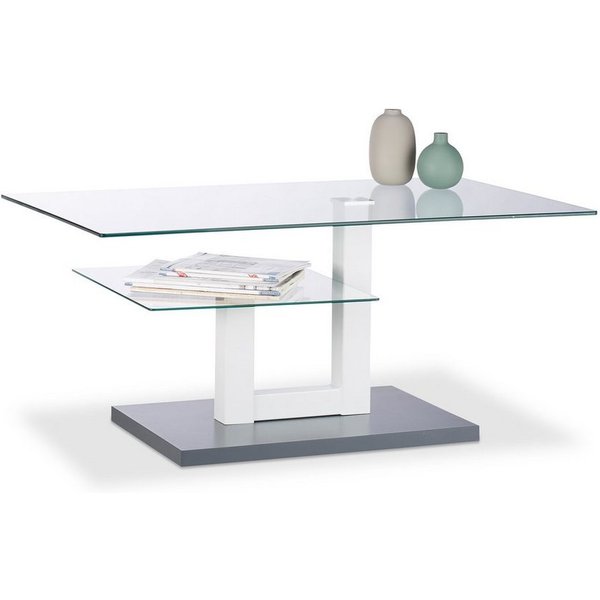 relaxdays Couchtisch Glas mit Ablage (1-St)
