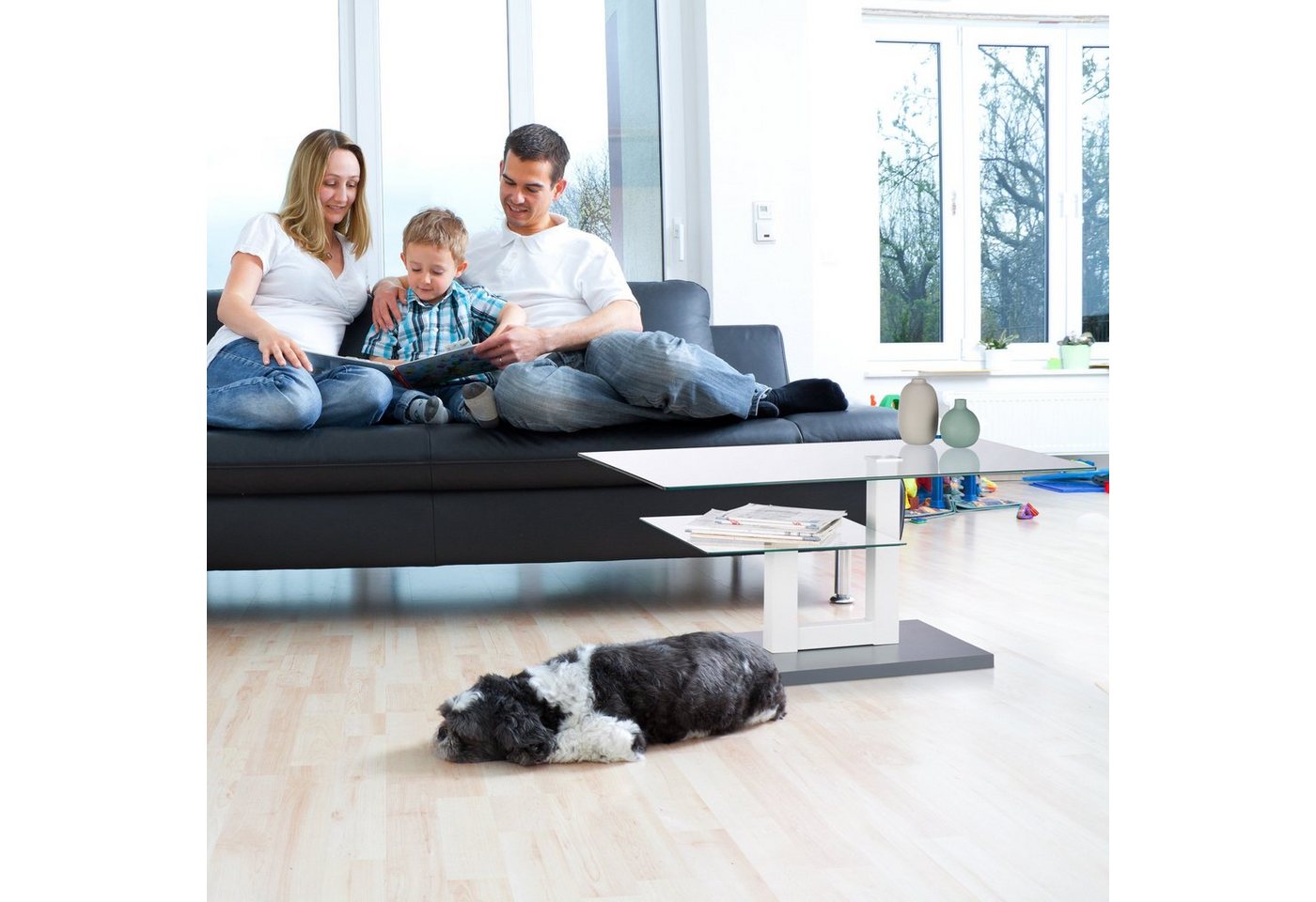 relaxdays Couchtisch Glas mit Ablage (1-St) – Bild 2 von 5