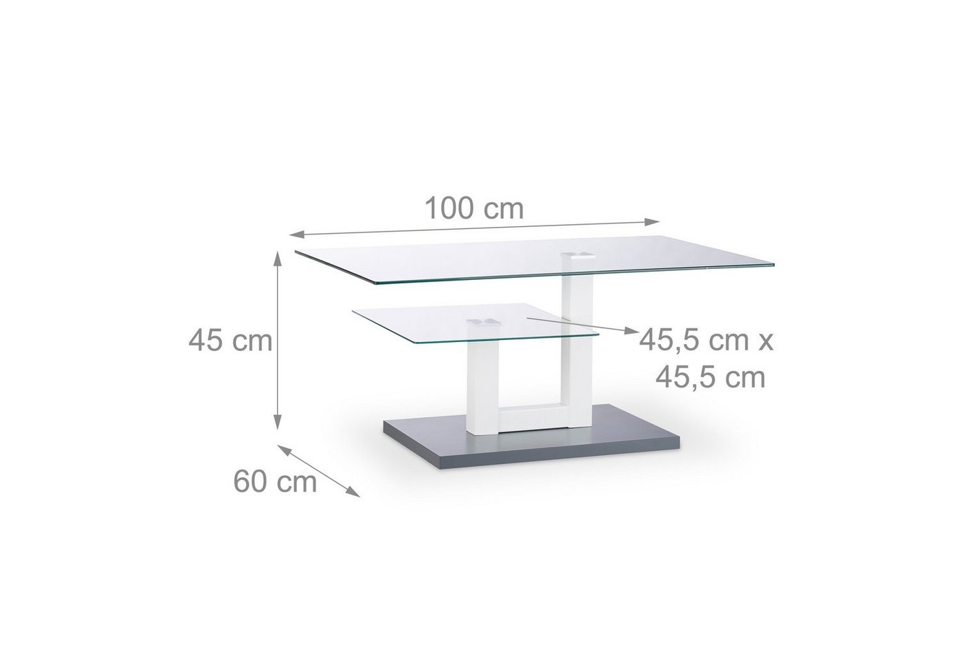 relaxdays Couchtisch Glas mit Ablage (1-St) – Bild 4 von 5