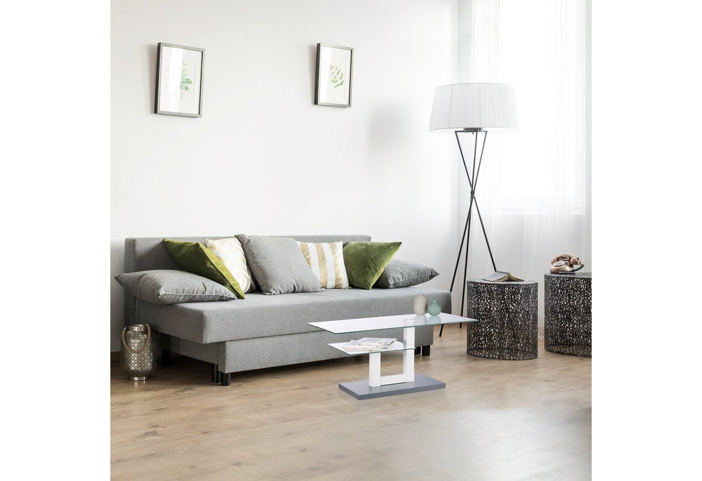 relaxdays Couchtisch Glas mit Ablage (1-St) – Bild 5 von 5