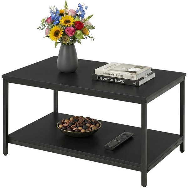 relaxdays Couchtisch mit Ablage Materialmix (1-St), schwarz