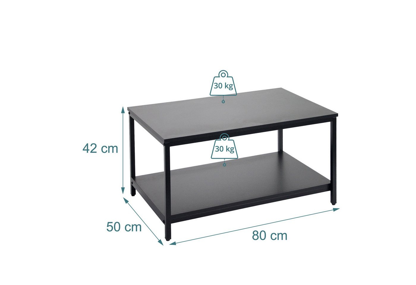 relaxdays Couchtisch mit Ablage Materialmix (1-St), schwarz – Bild 4 von 5