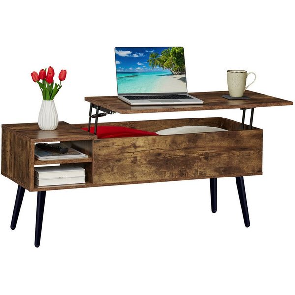 relaxdays Couchtisch mit Stauraum (1-St), Holzoptik