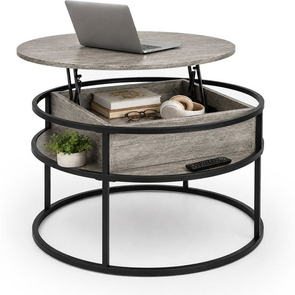 relaxdays Couchtisch mit Stauraum (1-St), Holzoptik-Schwarz