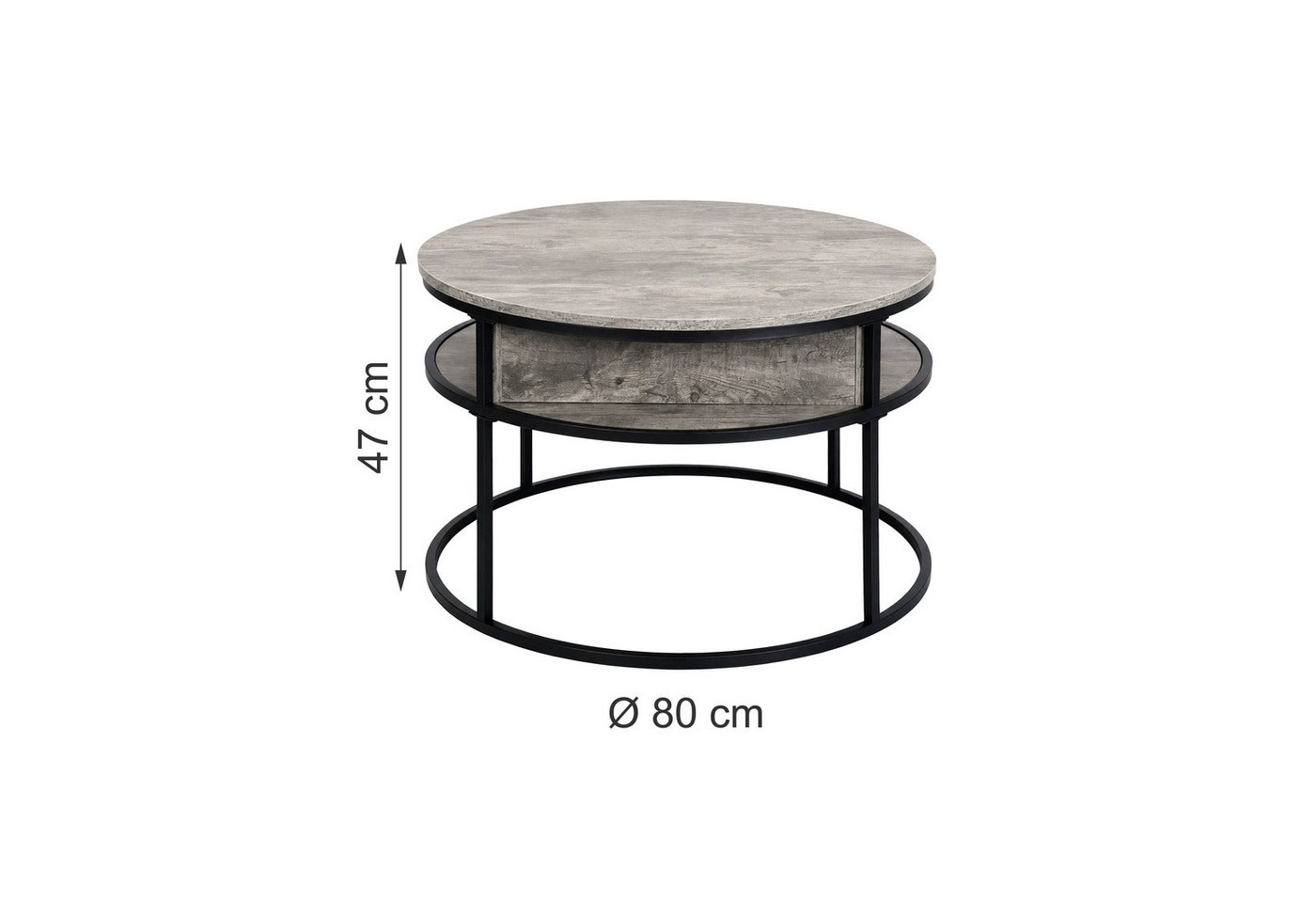 relaxdays Couchtisch mit Stauraum (1-St), Holzoptik-Schwarz – Bild 4 von 5