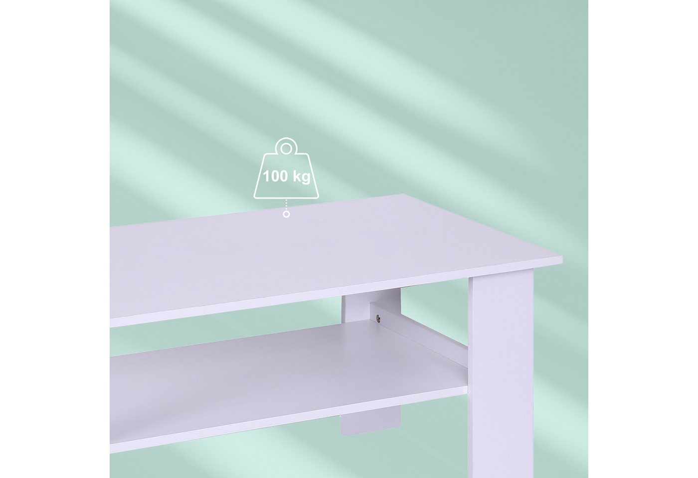 relaxdays Couchtisch mit unterer Ablage (1-St), weiß – Bild 5 von 5