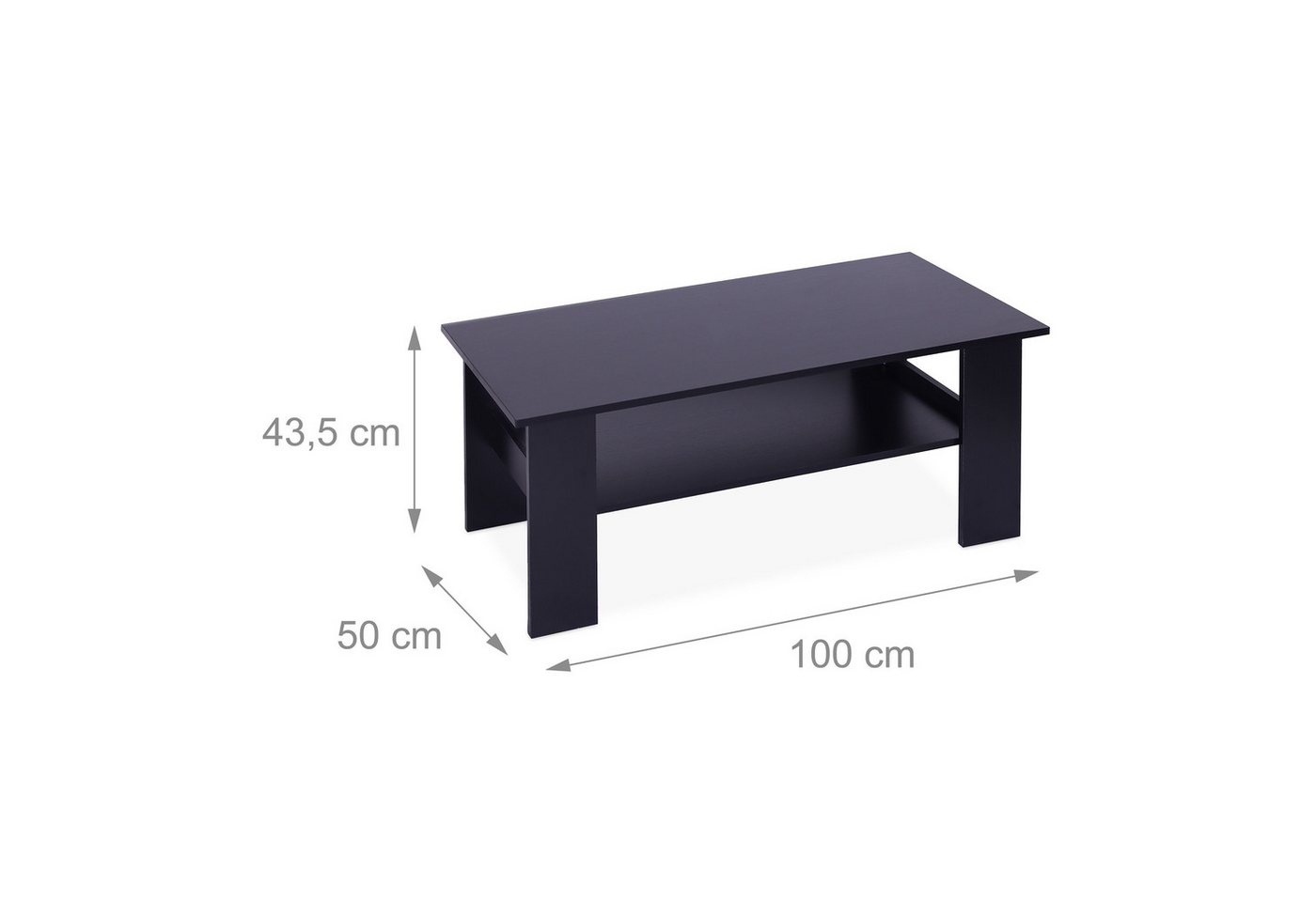 relaxdays Couchtisch mit unterer Ablage (1-St), schwarz – Bild 4 von 5