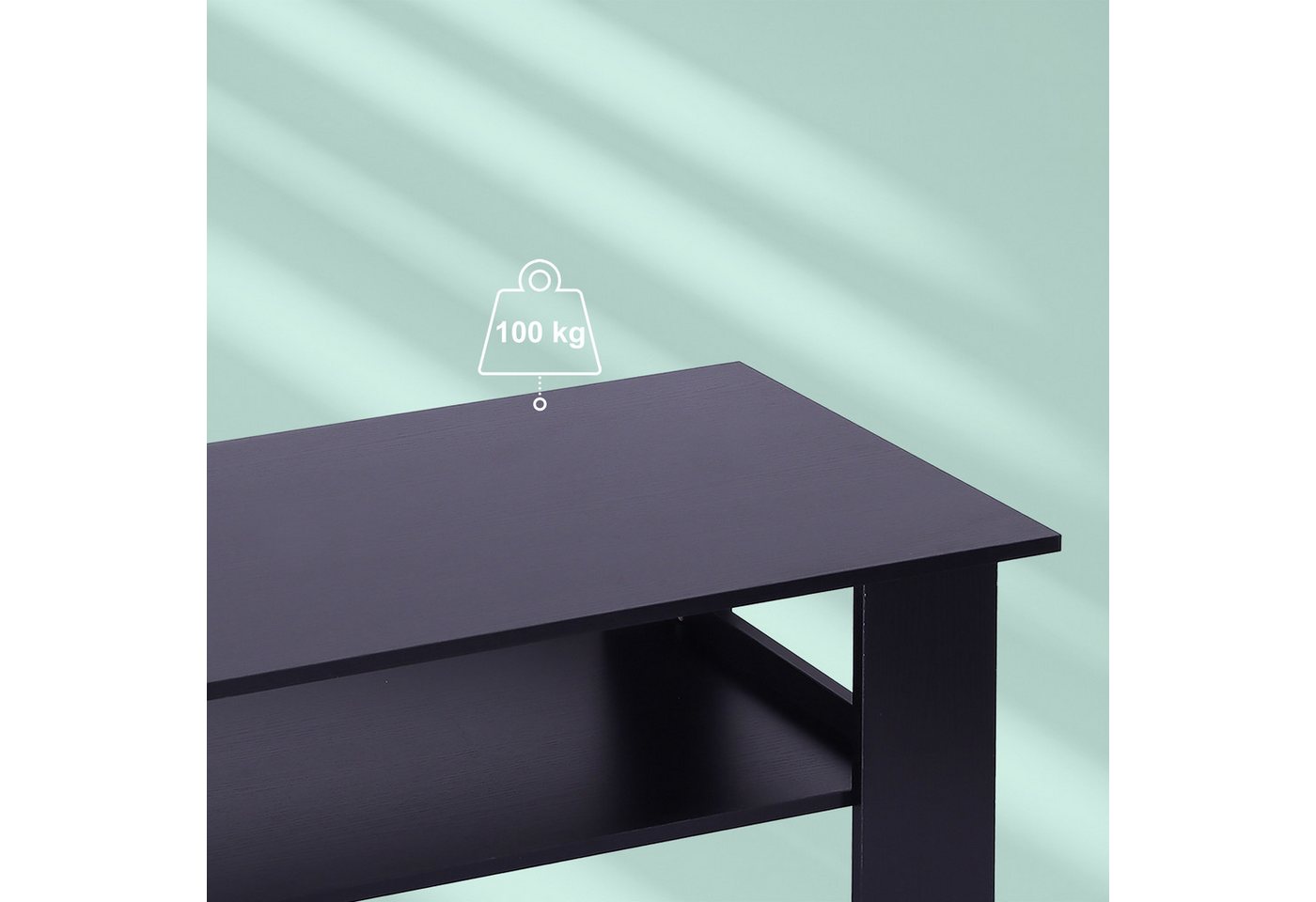 relaxdays Couchtisch mit unterer Ablage (1-St), schwarz – Bild 5 von 5