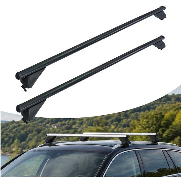 relaxdays Dachträger Aluminium geschlossene Reling (2-St), schwarz, 124 cm