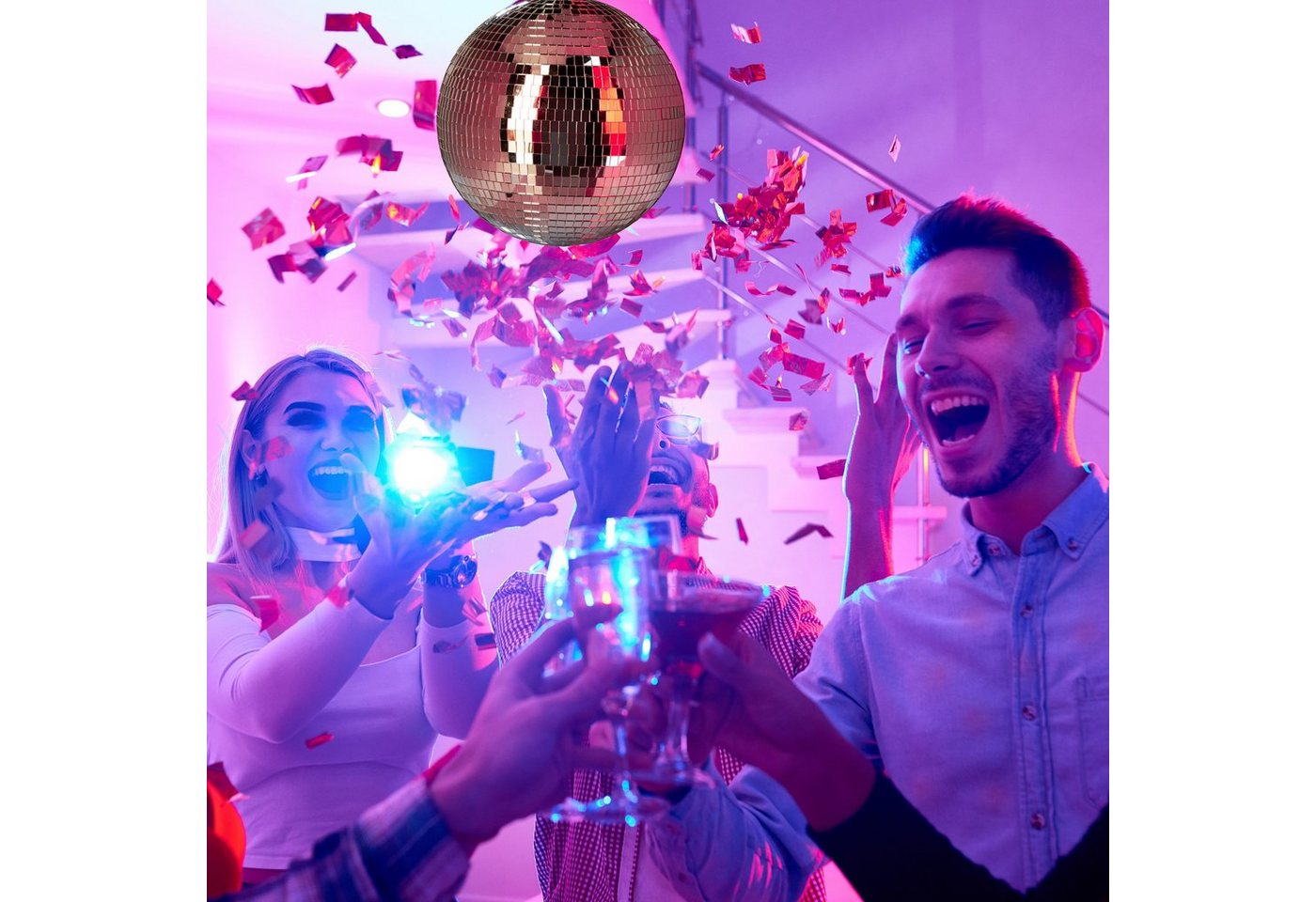 relaxdays Discolicht Discokugel 20 cm, Erzeugt funkelnde Lichtspiele, Kein Leuchtmittel enthalten – Bild 2 von 5