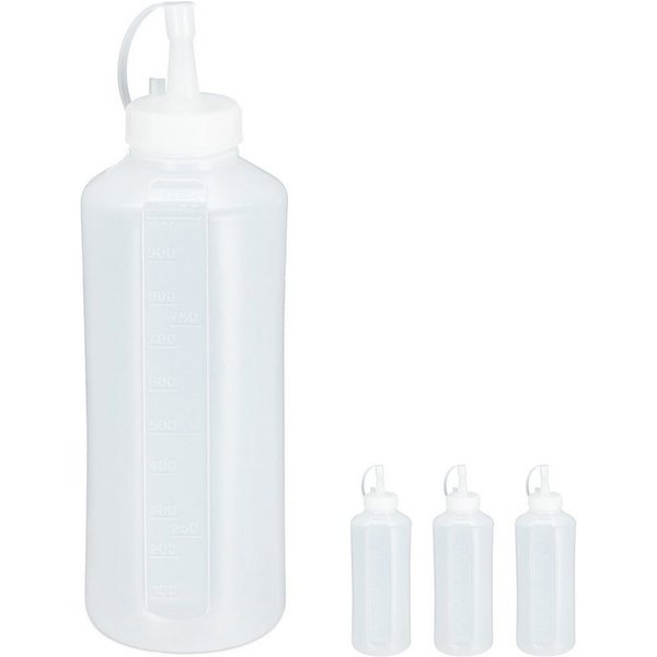 relaxdays Dressing Shaker 8 x Quetschflasche 1000 ml, Kunststoff, (8-tlg)