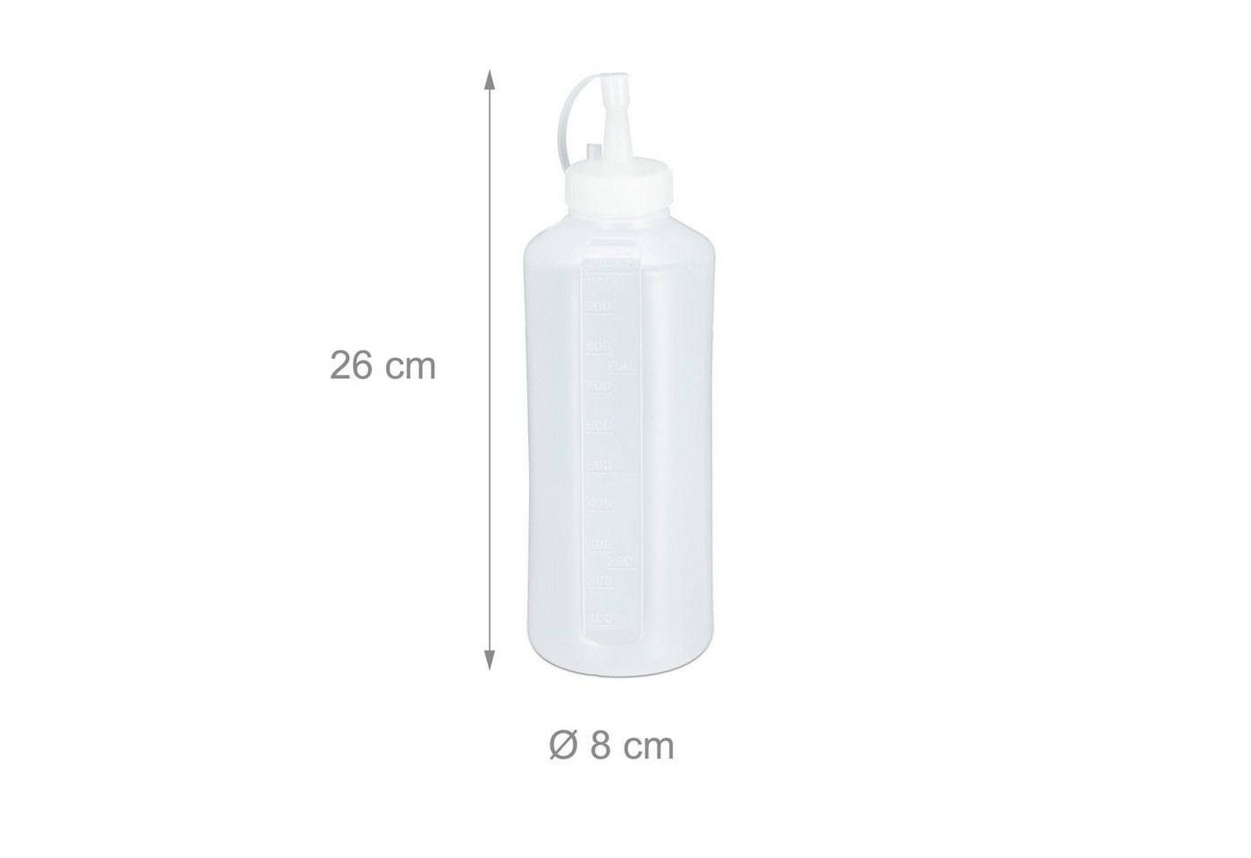 relaxdays Dressing Shaker Quetschflasche 1000 ml 4er Set, Kunststoff, (4-tlg) – Bild 4 von 5